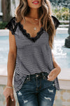 Eyelash V Neck Striped Tank