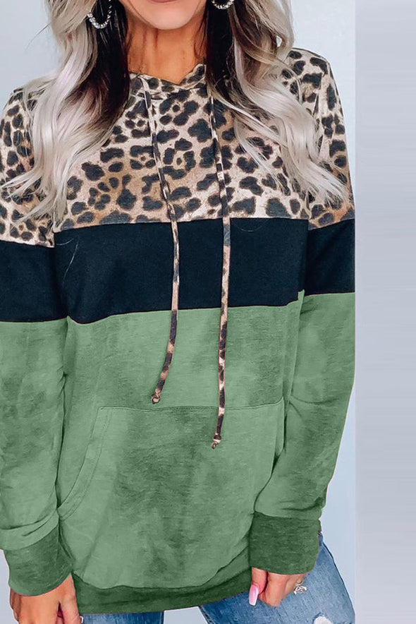 Leopard Tie Dye Colorblock Hoodie