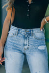 Medium Wash High Rise Straight Leg Jeans