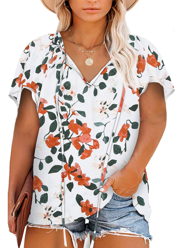 Casual Square Neck Short Sleeve Plus Size T Shirt Tops