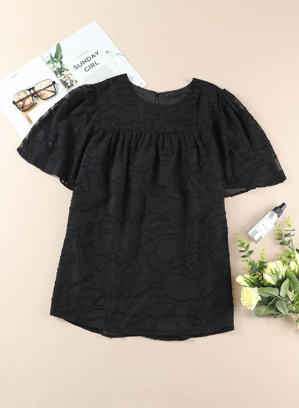 Casual Crew Neck Loose Fit Floral Plus Size Tee Shirt