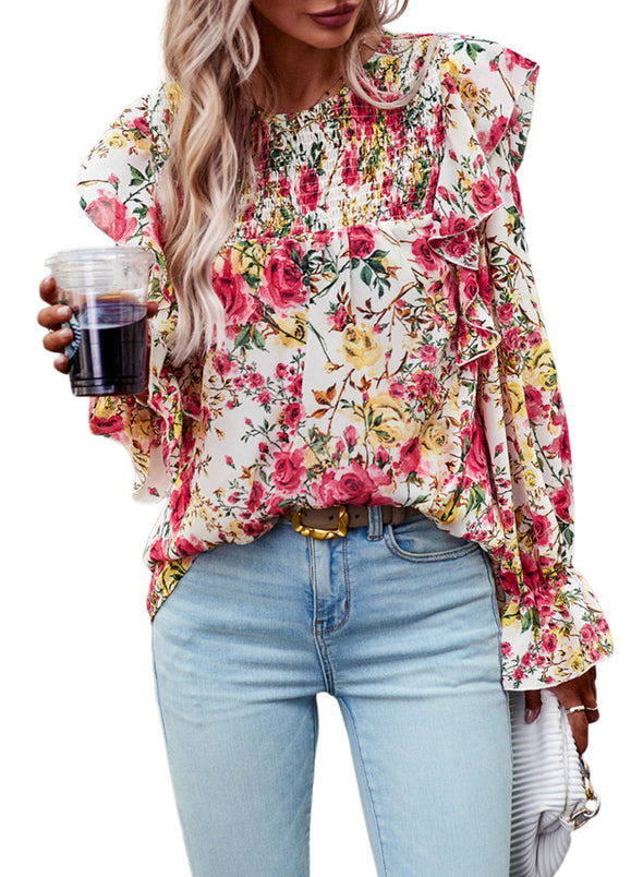 Womens Long Sleeve Ruffle Boho Shirts