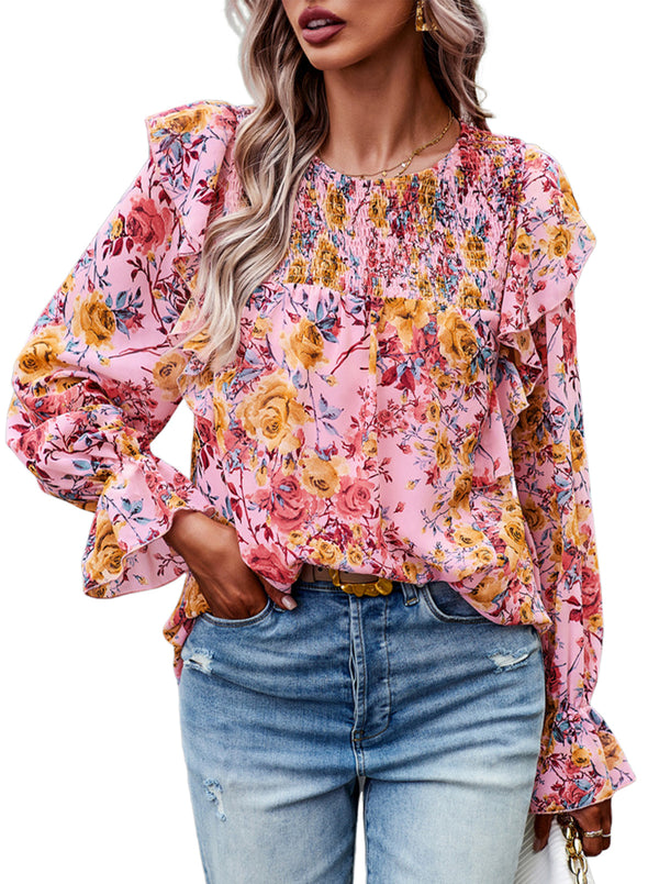 Womens Long Sleeve Ruffle Boho Shirts