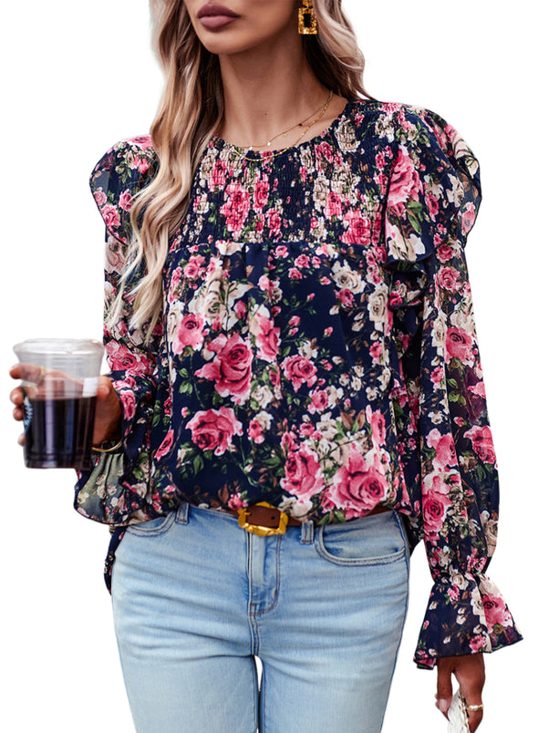 Womens Long Sleeve Ruffle Boho Shirts