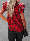 Womens V-Neck Ruffle Floral Tank Top