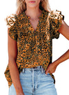 Womens V-Neck Ruffle Floral Tank Top
