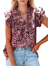 Womens V-Neck Ruffle Floral Tank Top