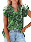 Womens V-Neck Ruffle Floral Tank Top