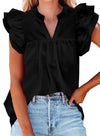 Womens V-Neck Ruffle Floral Tank Top