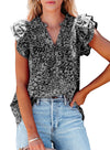 Womens V-Neck Ruffle Floral Tank Top