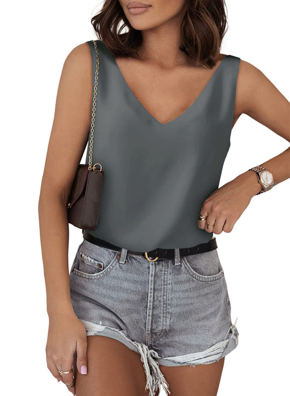 Womens V Neck Sleeveless Tank Tops