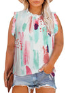 Plus size Green Floral Print Ruffle Trim Tank Top