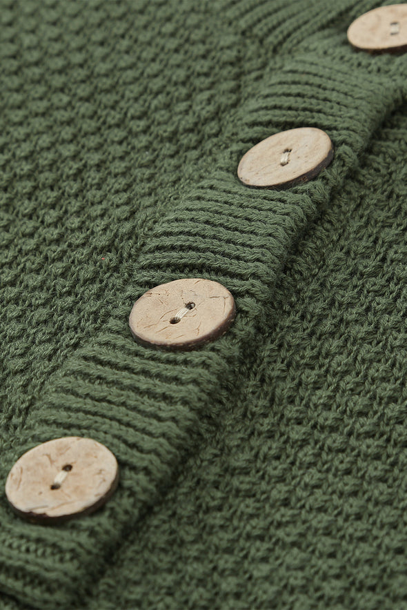 Henley Pullover Drop Shoulder Sweater with Slits