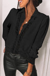 Lace Splicing Buttoned Shirt