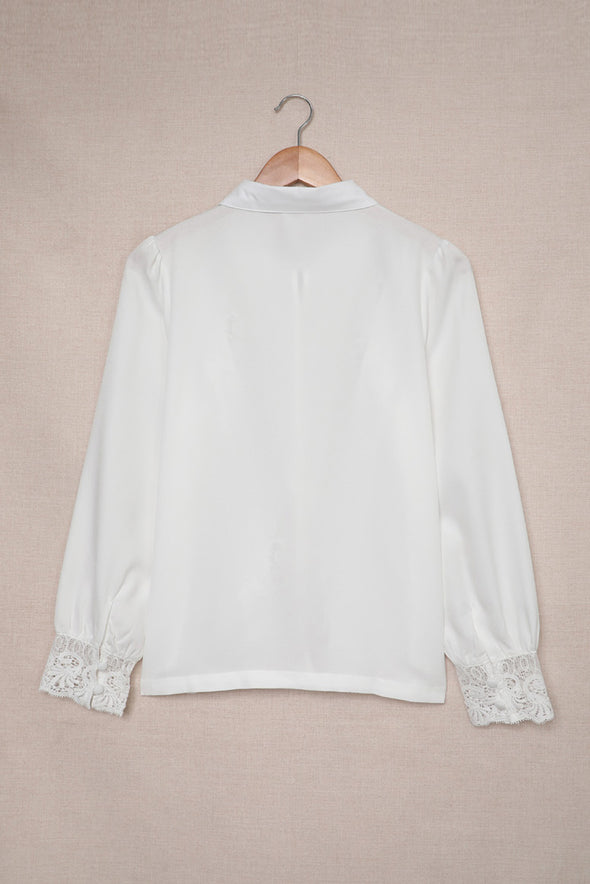 Lace Splicing Buttoned Shirt