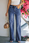 Raw Hem Straight Leg Jeans