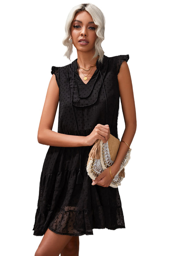Swiss Dot Tiered Babydoll Mini Dress