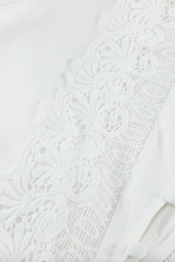 Lace Splicing Buttoned Shirt
