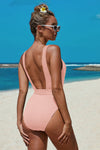 Ribbed One-piece Swimsuit with Belt