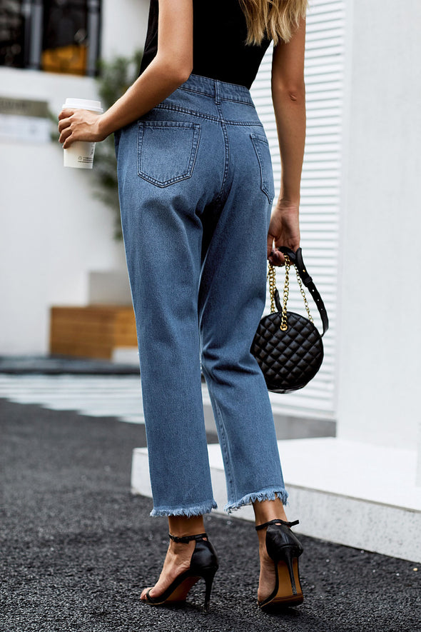 Ripped Slim Fit Washed Jeans