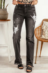 Raw Hem Straight Leg Jeans