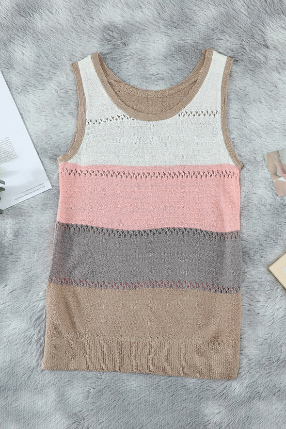 Color Block Knitted Tank Top
