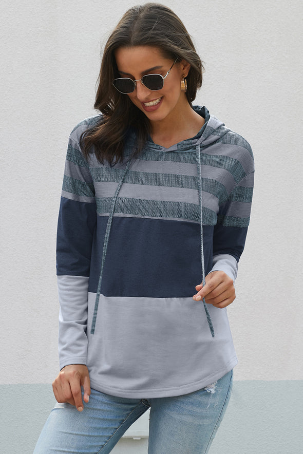 Color Block Drawstring Hoodie
