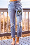 Ripped Slim Fit Washed Jeans