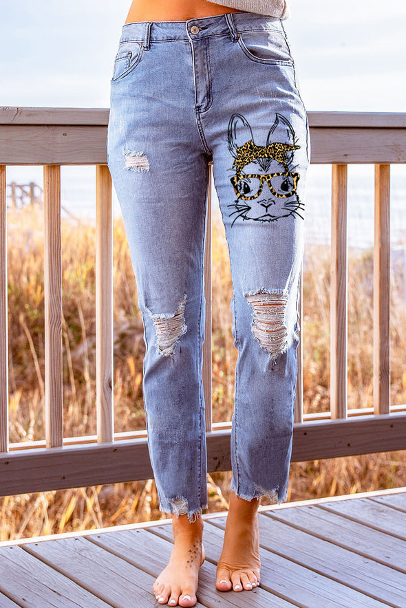 Ripped Slim Fit Washed Jeans