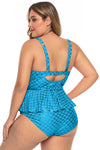 Plus Size Halter Neck Peplum Tankini