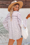 Floral Print Drawstring Loose Puff Sleeve Shirt