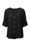 Button Detail Roll up Sleeve Blouse