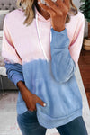 Dip-Dye Colorblock Drawstring Hoodie with Pockets