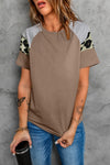 Letter Heart Print Leopard Striped Color Block Short Sleeve T-shirt