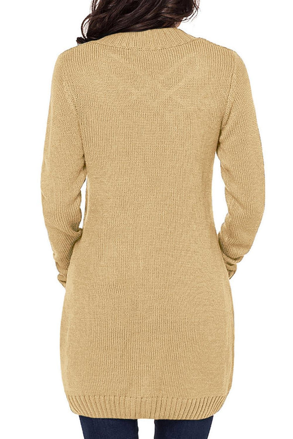 Front Pocket and Buttons Closure Cardigan