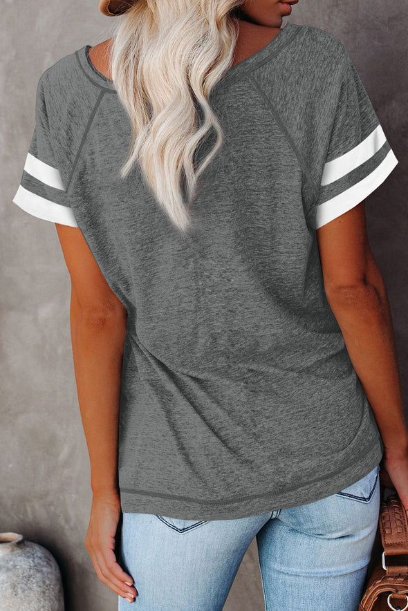 Plain Colorblock Raglan Sleeve T-shirt