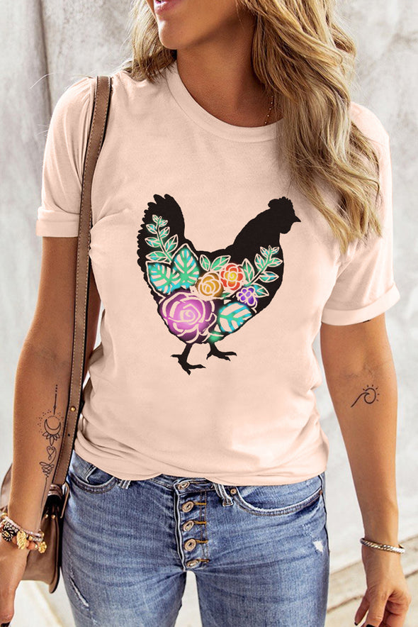 Letter Heart-shaped Rugby Graphic Print Short Sleeve T-shirt