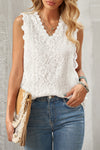 Wine Red Lace V Neck Tank Top