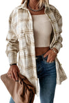 Plaid Pattern Buttoned Shirt Coat with Slits