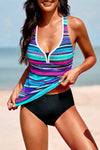 Wave Stripe Racerback Tankini Swimsuit