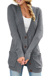 Front Pocket and Buttons Closure Cardigan