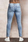 Men's Skull Print Patchwork Distressed Skinny High Waist Jeans