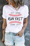 Letter Heart-shaped Rugby Graphic Print Short Sleeve T-shirt