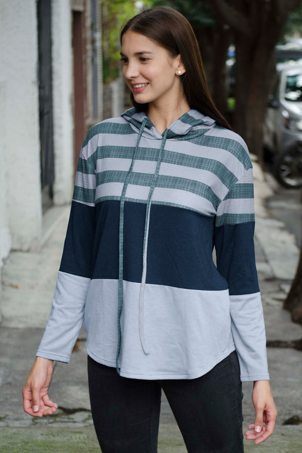Color Block Drawstring Hoodie