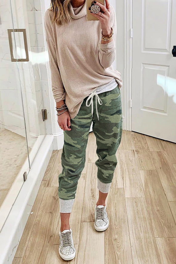 Camo Print Knit Sport Pants