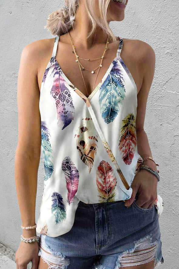 Tropical Plant Print Tank Top