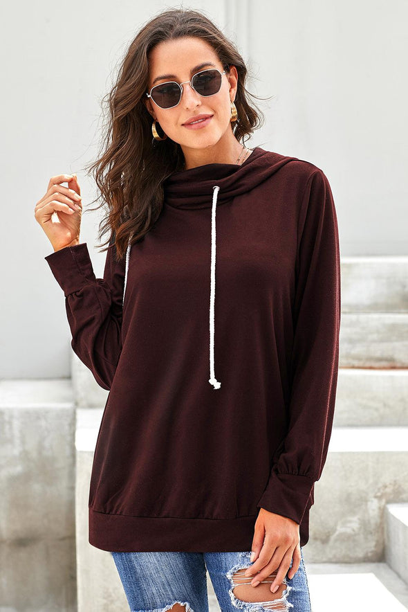 Long Sleeve Hoodie with Rope Drawstring