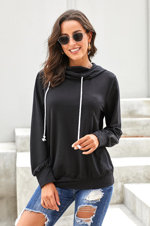 Long Sleeve Hoodie with Rope Drawstring