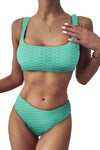Scalloped Edges Ribbed Bikini