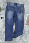 Fading Distressed Holes Crop Jeans
